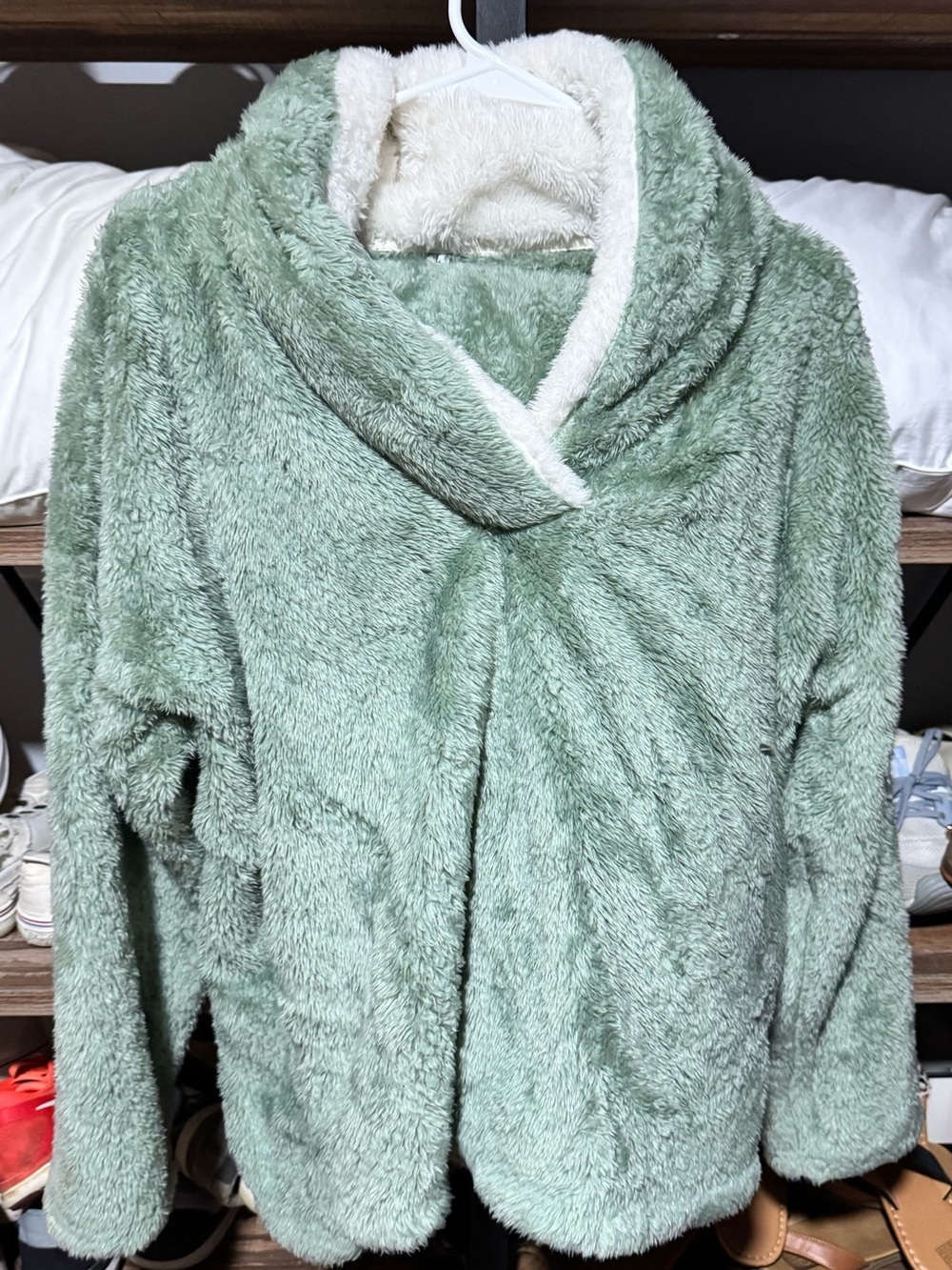 Amazon Plush Sweat Suit in Sage Green with Cream Trim
